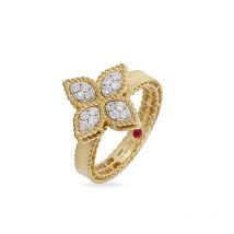 Roberto Coin Princess Flower 18ct Yellow Gold Diamond Ring - 17-(57)