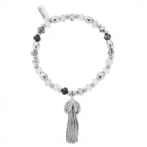 Chlobo Sterling Silver Tassel Of Joy Black Rutilated Quartz Bracelet