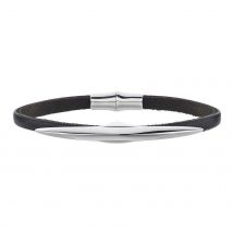 Shaun Leane Single Arc Silver Black Leather Bracelet