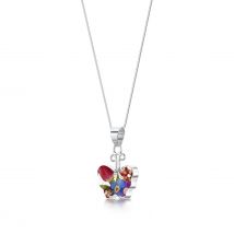 Shrieking Violet Sterling Silver Mixed Flower Small Butterfly Necklace - Silver