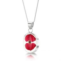 Shrieking Violet Sterling Silver Poppy Oval Necklace - Silver