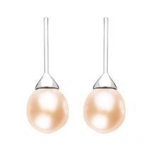 Sterling Silver Peach Pearl Hook Drop Earrings - Silver