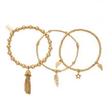 Chlobo Boho Luxe Gold Plated Guidance Set of 3 Bracelets