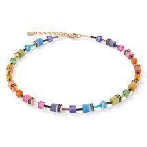 Coeur De Lion GeoCUBE Multicolour Rainbow Gold Necklace - Silver