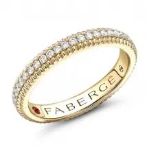 Faberge Colours of Love 18ct Yellow Gold Diamond Fluted Band Ring - 48