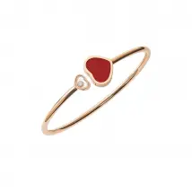 Chopard Happy Hearts 18ct Rose Gold Diamond Carnelian Bangle - M
