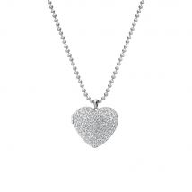 Hot Diamonds Memories Sterling Silver White Topaz Heart Locket D - TITLE Silver