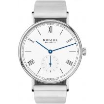 Nomos Glashutte Ludwig 38 White Enamel Sapphire Crystal Watch