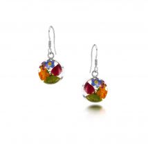 Shrieking Violet Sterling Silver Round Mixed Flower Drop Earrings - Option1 Value Silver