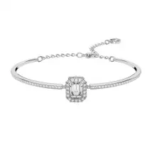 Swarovski Una Rhodium Plated Crystal Bangle