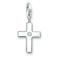 Thomas Sabo Charm Club Sterling Silver Zirconia Cross Charm - Silver