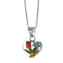 Shrieking Violet Sterling Silver Mixed Flower Extra Small Heart Necklace - Option1 Value Silver