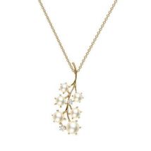 Mikimoto 18ct Rose Gold Diamond White Akoya Pearl Branch Necklace - Option1 Value Rose Gold