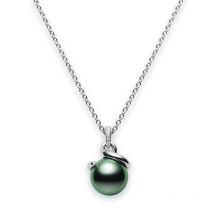 Mikimoto 18ct White Gold 11mm Black South Sea Pearl Diamond Necklace - White Gold