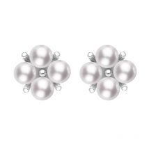 Mikimoto 18ct White Gold 3.25mm Akoya Pearl Floral Cluster Stud Earrings