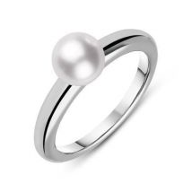 Mikimoto 18ct White Gold 6.5mm White Akoya Pearl Ring - 49