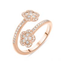 Pasquale Bruni Figlia Dei Fiori 18ct Rose Gold White and Champagne Diamond Flower Ring - 15 (55)