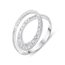 Ponte Vecchio Botticelli 18ct White Gold 0.45ct Diamond Swirl Ring D - P
