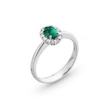 Ponte Vecchio Eternity 18ct White Gold 0.50ct Emerald Diamond Oval Cut Ring - White Gold