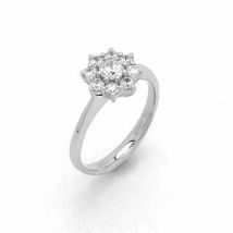 Ponte Vecchio Eternity 18ct White Gold 0.64ct Diamond Floral Cluster Ring - White Gold
