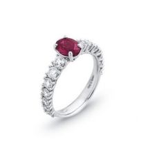 Ponte Vecchio Eternity 18ct White Gold 1.00ct Ruby Diamond Oval Cut Ring - White Gold