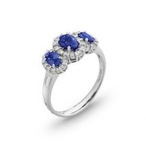Ponte Vecchio Eternity 18ct White Gold 1.30ct Sapphire Diamond Oval Cluster Ring - White Gold