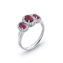 Ponte Vecchio Eternity 18ct White Gold 1.40ct Ruby Diamond Oval Cluster Ring - White Gold