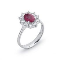 Ponte Vecchio Eternity 18ct White Gold 1.45ct Ruby Diamond Floral Cluster Ring - White Gold