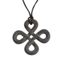 Preseli Collection Chinese Knot Leather Necklace D - Option1 Value Silver