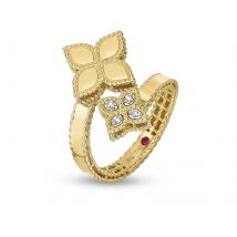 Roberto Coin Princess Flower 18ct Yellow Gold Diamond Double Ring - 13-(53)