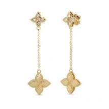 Roberto Coin Princess Flower 18ct Yellow Gold Diamond Drop Stud Earrings