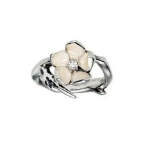 Shaun Leane Cherry Blossom Sterling Silver Diamond Flower Ring - M