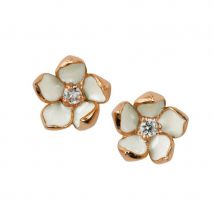 Shaun Leane 18ct Rose Gold Plated Sterling Silver 0.10ct Diamond Small Cherry Blossom Stud Earrings - Rose Gold