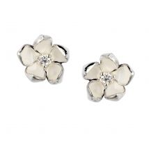 Shaun Leane Sterling Silver 0.10ct Diamond Small Cherry Blossom Stud Earrings - Silver