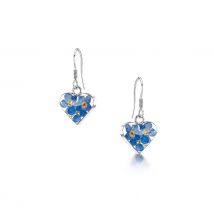 Shrieking Violet Sterling Silver Forget Me Not Heart Drop Earrings - Silver