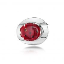 Shrieking Violet Sterling Silver Large Oval Poppy Brooch - Silver