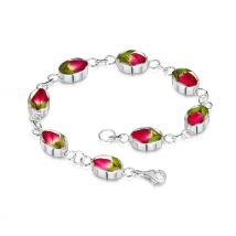 Shrieking Violet Sterling Silver Rose Bud Oval Links Bracelet - Option1 Value Silver