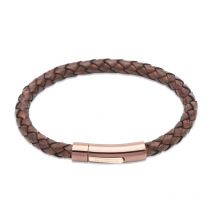 Unique & Co Stainless Steel Antique Brown Leather Bracelet