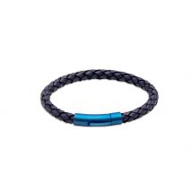 Unique & Co Stainless Steel Blue IP Plated Navy Leather Bracelet