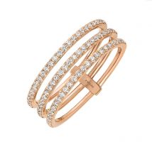 Messika Gatsby 18ct Rose Gold 0.41ct Diamond Three Row Ring - Q