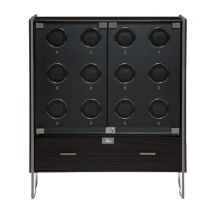 WOLF Watch Winder Regent 12 Piece Cabinet Matt Zebra Black