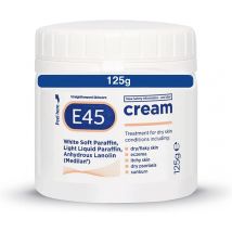 E45 Dermatological Cream, 125g ontains a blend of mineral oils, zinc oxide and cetyl dimeticone.