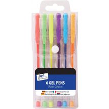 6 Neon Gel Ink Pens - Assorted Colours