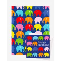 Gift Wrap - Multi Elephant Gift Wrap + Personalised Card (Birthday)