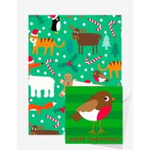Christmas Character Gift Wrap + Personalised Card Bundle