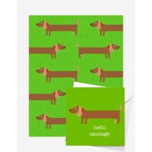 Sausage Dog Gift Wrap + Personalised Card Bundle