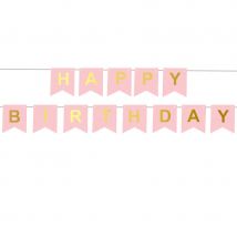 Happy Birthday Vlaggen (Roze)