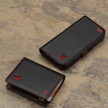 iPhone 15 Pro Case (with Stand Function) + Mens Leather Wallet Bundle - Black with Red Detail / Black with Red Detail