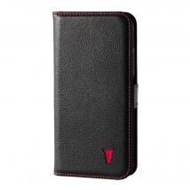 iPhone 11 Pro Leather Case (with Stand function) - Black with Red Detail