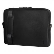 Slim Leather Laptop Bag - Black